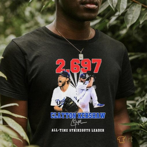 Clayton Kershaw 2,697 All Time Strikeouts Leader Signatures Shirt