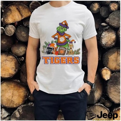 Clemson Santa Grinch And Santa Dog Christmas Shirt