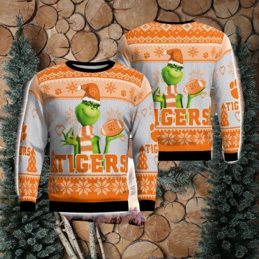 Clemson Tigers Grinch Snowflake Pattern Ugly Sweater Christmas