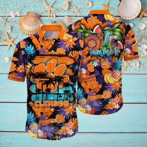 Clemson Tigers NCAA Floral Full Printed 3D Hawaiian Shirt