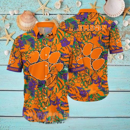 Clemson Tigers NCAA Flower Full Print 3D Hawaiian Shirt