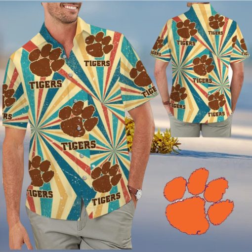 Clemson Tigers Retro Vintage Style Tropical Hawaiian Shirt for Men Women