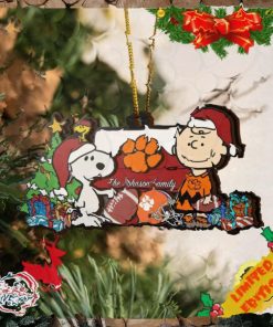 Clemson Tigers Snoopy Christmas NCAA Ornament Custom Your Family Name