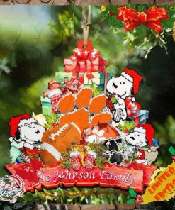 Clemson Tigers Snoopy Christmas NCAA Ornament Personalized Your Family Name