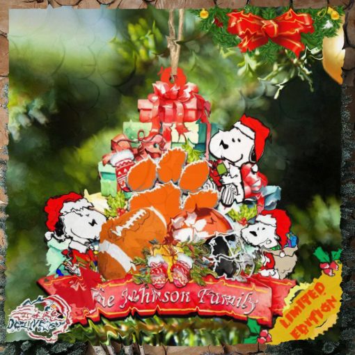 Clemson Tigers Snoopy Christmas NCAA Ornament Personalized Your Family Name