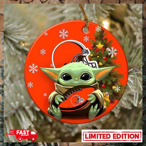 Cleveland Browns Baby Yoda NFL 2023 Christmas Tree Decorations Ornament