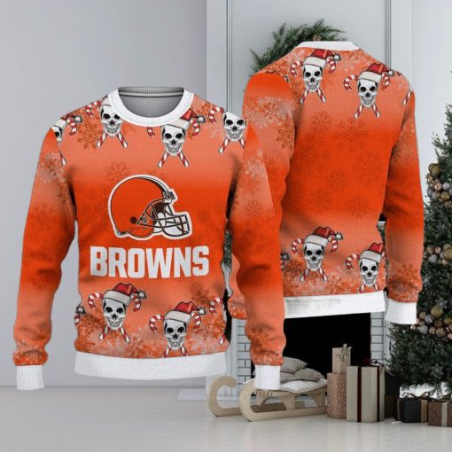 Cleveland Browns Christmas Skull All Over Print Jingle Ugly Sweater