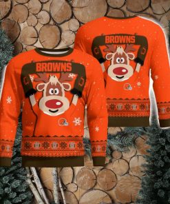 Cleveland Browns Cute Reindeer Ugly Christmas Sweater Christmas Party Gift