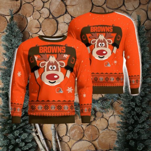 Cleveland Browns Cute Reindeer Ugly Christmas Sweater Christmas Party Gift