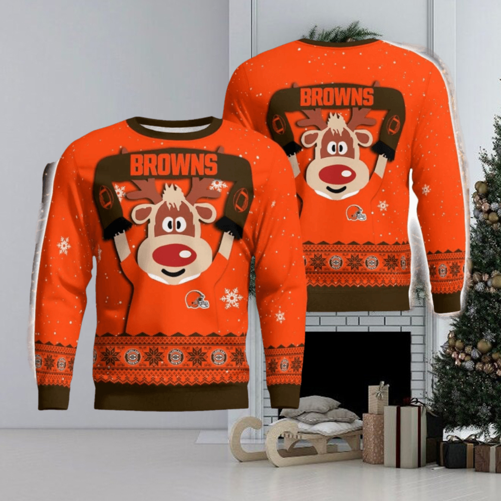 Merry Sweater Funny Cleveland Browns Gifts For Fan Merry Christmas