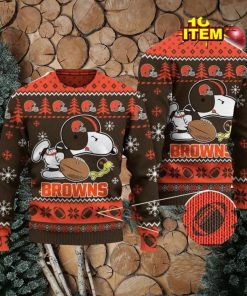 Cleveland Browns Logos American Football Snoopy Dog Ugly Christmas Sweater Funny Christmas Gift For Sport Fans