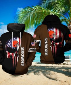 Cleveland Browns NFL US Flag Skull Team 3D Printed Hoodie