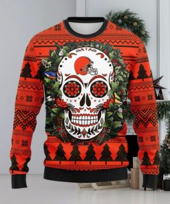 Cleveland Browns Skull Flower Ugly Christmas Ugly Sweater