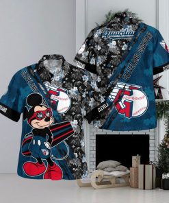 Cleveland Guardians Mickey Mouse Floral Short Sleeve Hawaii Shirt