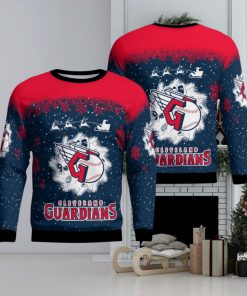 Cleveland Guardians Santa sleigh driving reindeer Pattern Ugly Christmas Sweater