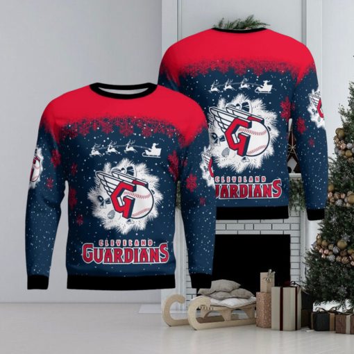 Cleveland Guardians Santa sleigh driving reindeer Pattern Ugly Christmas Sweater