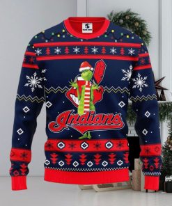 Cleveland Indians Funny Grinch Christmas Ugly Sweater 3D Christmas Xmas Sweater