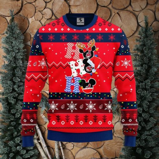 Cleveland Indians Hohoho Mickey Christmas Ugly Sweater Christmas Gift For Fans Party Hoiliday Gift