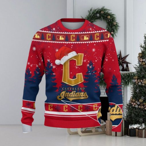 Cleveland Indians Ugly Christmas Sweater Tree Santa Hat Car For Fans Gift Familys Holidays