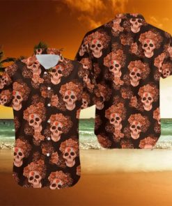 Cleveland browns mystery skull flower funny hawaiian shirt