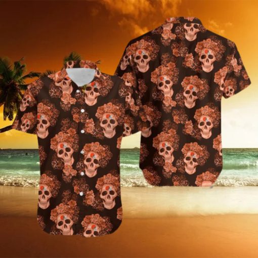 Cleveland browns mystery skull flower funny hawaiian shirt