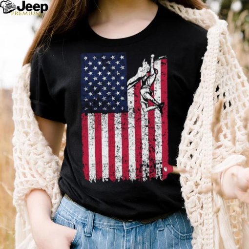 Climbing American Flag USA US Patriotic T Shirt