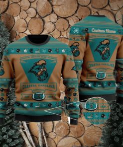 Coastal Carolina Chanticleers Team Custom Name Ugly Christmas Sweater For Men And Women Sport Gift