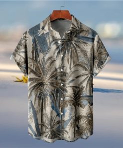 Coconut Tree Print Men s Casual Short Sleeve Hawaiian Shirt Men s Shirt For Summer Vacation Resort Tops For Men