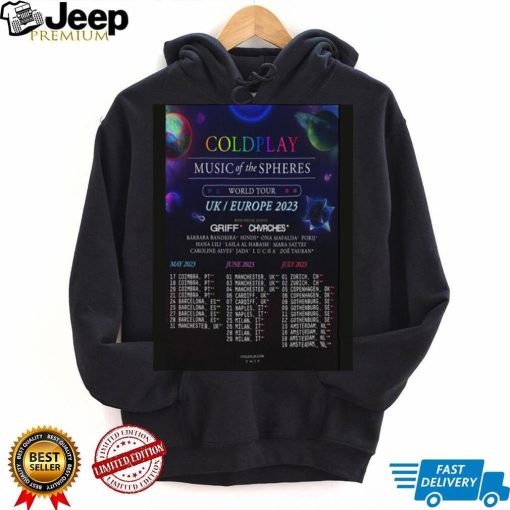 Cold Play World Tour UK Europe 2023 Poster shirt