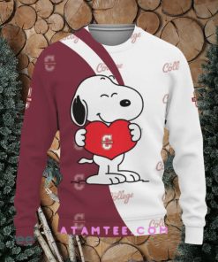 College of Charleston Cougars Basketball Myrtle Beach Invitational Snoopy Cute Heart Red White Christmas Sweater