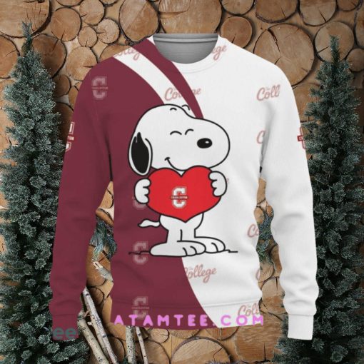 College of Charleston Cougars Basketball Myrtle Beach Invitational Snoopy Cute Heart Red White Christmas Sweater