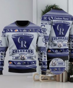 Colorado Rockies Football Team Logo Custom Name Christmas Gift All Over Print Ugly Christmas Sweater