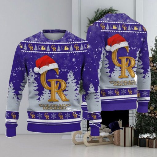 Colorado Rockies Logo Wearing Santa Hat Christmas Gift Ugly Christmas Sweater Christmas Gift Ideas