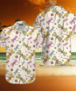 Colorful Dragonfly And Flowers Aloha Hawaiian Shirt