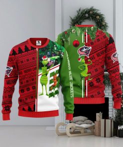 Columbus Blue Jackets Grinch & Scooby doo Christmas Ugly Sweater 1