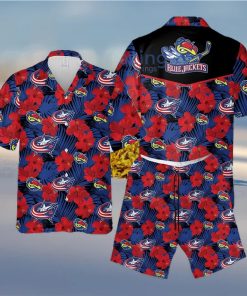 Columbus Blue Jackets Hibiscus Summer Set Hawaiian Shirts