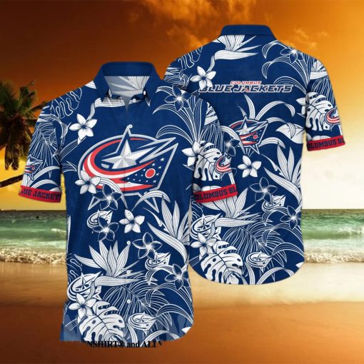 Columbus Blue Jackets NHL Flower Classic All Over Print Hawaiian Shirt