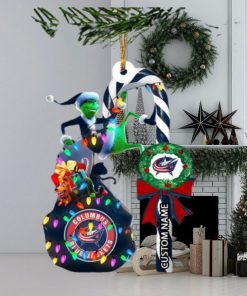 Columbus Blue Jackets NHL Grinch Candy Cane Personalized Xmas Gifts Christmas Tree Decorations Ornament