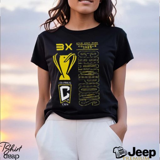 Columbus Crew Three Time MLS Cup Champions Trophy Case Essentials T Shirt