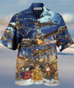 Combat Aircraft Merry Christmas Night Hawaiian Shirt