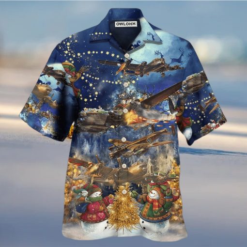 Combat Aircraft Merry Christmas Night Hawaiian Shirt