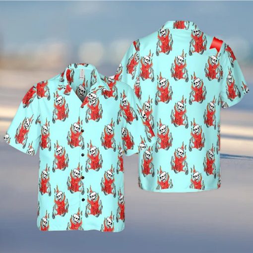 Concert Flaming Skulls Hawaiian Summer Shirt