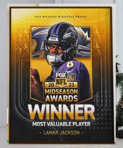 Congrats QB Lamar Jackson Is 2023 NFL on FOX Midseason Awards Winner MVP Home Decor Poster Canvas