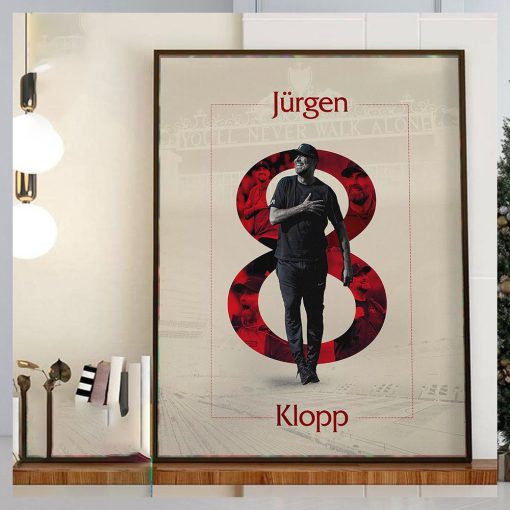 Congratulations Jurgen Klopp 8 Years At Liverpool FC Home Decor Poster Canvas