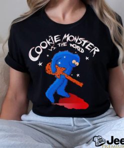 Cookie Monster in the style of Scott Pilgrim vs The World Cookie Monster vs the World shirt