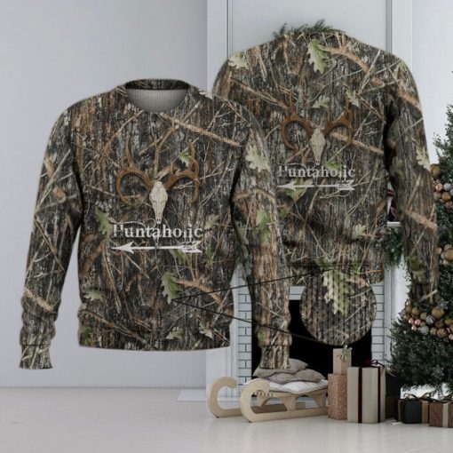 Cool Huntaholic Deer Hunting 3D All Over Printed Shirts 3D Ugly Sweater Christmas Gift Sweater