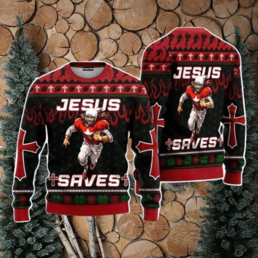 Cool Jesus American Football Team Red Christmas Unisex Ugly Sweater