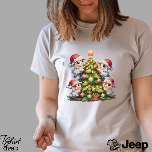 Cool Kawaii Sheep Christmas Tree T Shirt