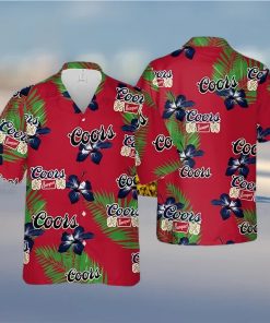 Coors Banquet Beer Hibiscus Flower And Palm Leaves Pattern Hawaiian Shirt
