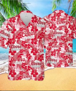 Coors Light Beer Hawaiian Shirt Tropical Flower Pattern Gift For Beach Vacation